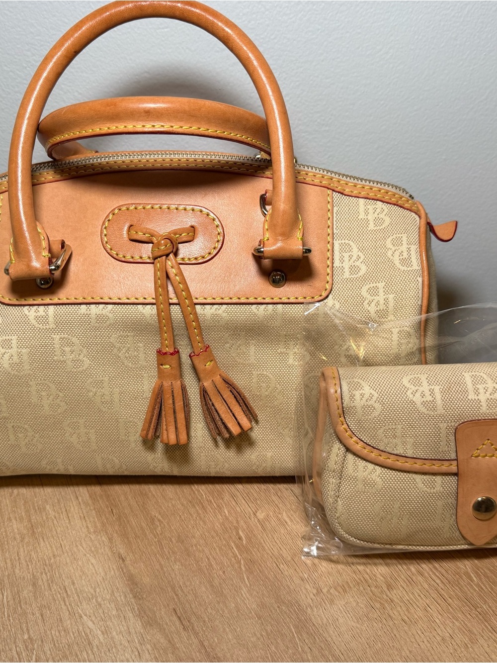 Dooney and Bourke Vintage Satchel with matching pouch